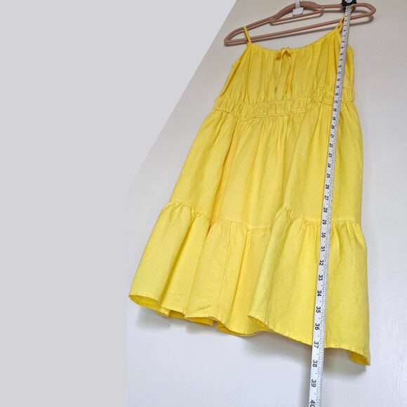 Loft Linen Viscose Blend Smocked Waist Tiered Cami Tank Mini Sun Dress, S - Picture 5 of 8